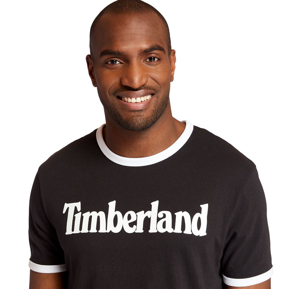 Timberland Μπλουζάκια Ανδρικα Μαυρα - Tbl® Linear Logo Ringer - Greece 7043915-ML